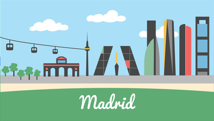 Skyline of Madrid city in Spain
