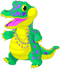 Naklejka premium Mardi Gras Alligator