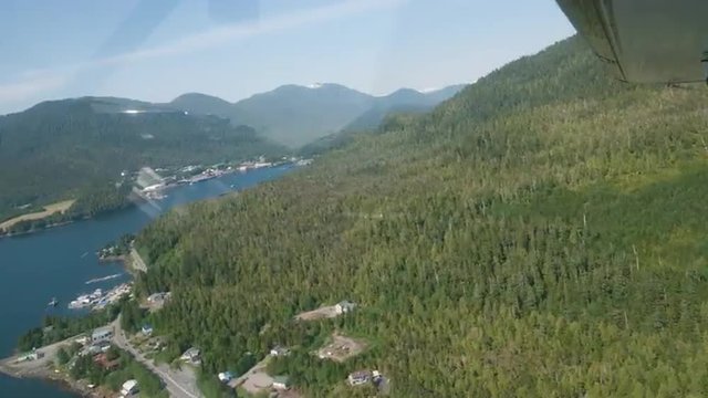 Time-lapse out the window of an airplane over Ketchikan, AK.