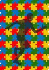 running man - puzzle human body