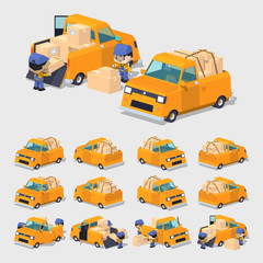 Cube World. Orange pickup truck