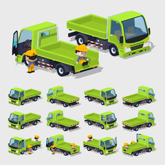 Cube World. Empty green truck