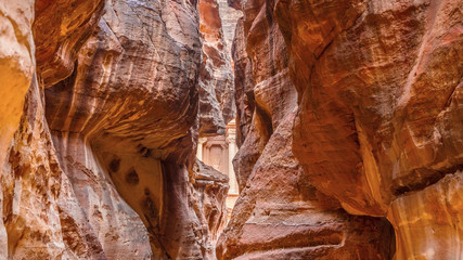 The narrow gorge leading to the Petra ancient city 