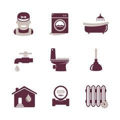 Plumbing icons set