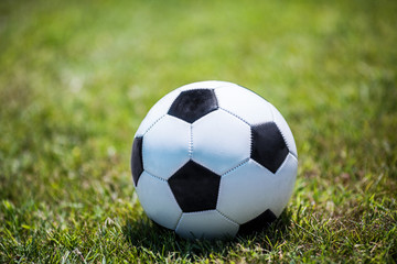 Fototapeta premium Traditional soccer ball on the lawn