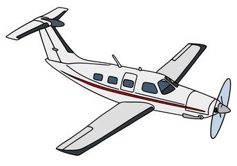 Propeller airplane / Hand drawing, vector illustration