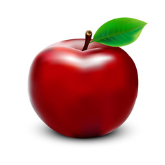 Red apple on white background.