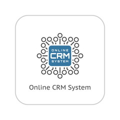 Online CRM System Icon. Flat Design.