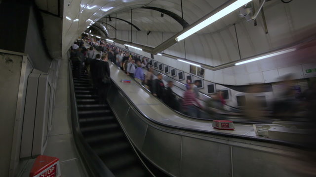 Escalators at Soho Station time-lapse, London Underground transportation