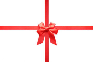 red bow and ribbons, isolated on white