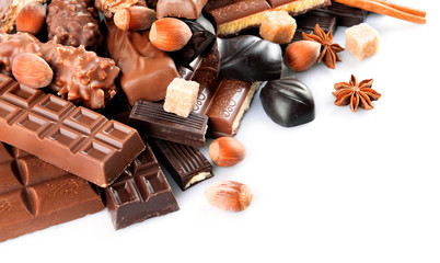 Chocolate sweets isolated on white