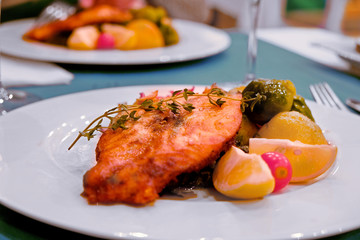Delicious fish dish in the Turkish cafe