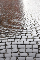 Wet stone pavement