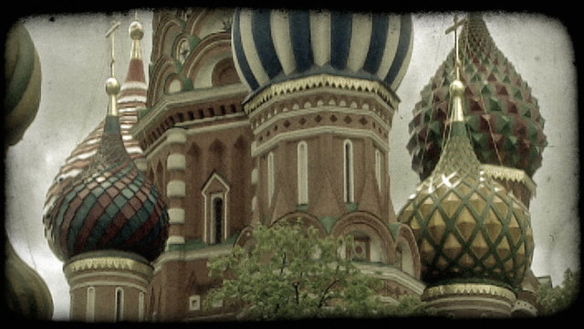 St. Basil's Cathedral 2. Vintage stylized video clip.