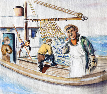 Fisherman on the boat