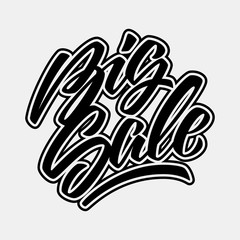Black Big Sale handmade lettering, graffiti style italic calligraphy with outlines for logo, design concepts, banners, labels, prints, posters, web, presentation, stickers. Vector illustration