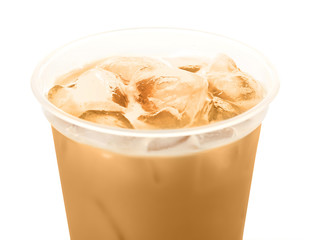 Cup of ice coffee, isolated on white