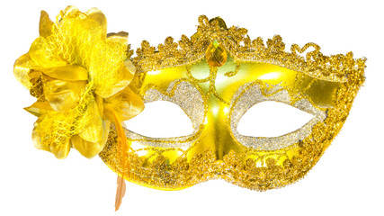 Masquerade mask gold pendants isolated