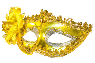Masquerade mask gold pendants isolated