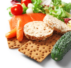 Healthy foods isolated on white. Healthy eating concept.