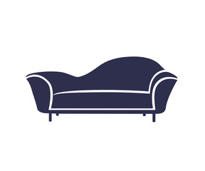 Luxury glamour dark blue sofa icon