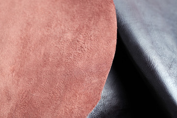 Black-brown leather front and wrong side texture background