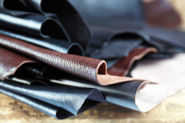 Ragged leather material, close-up