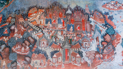 PHATTHALUNG, THAILAND -  AUGUST 22, 2015: Traditional Thai mural © koonkhunstock