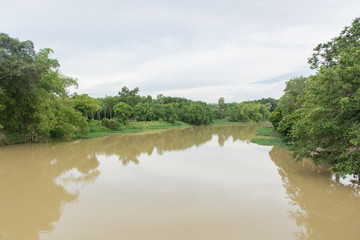 Flash flood flowing in songkhla thailand