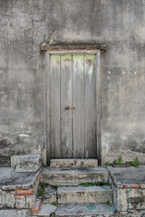 Old wooden door  at old town : Songkhla province Thailand