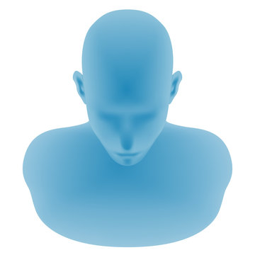 human head model, front top view, vector illustration