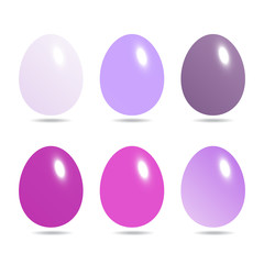 Easter eggs set in purple color isolated on white background vec
