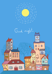 good night cityscape vector illustration