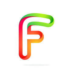 F letter one line colorful logo
