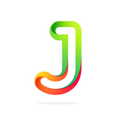 J letter one line colorful logo
