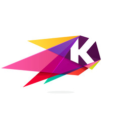 K letter logo with polygonal comet.