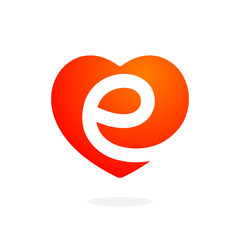 Fototapeta premium E letter inside heart for st. Valentine's day design.