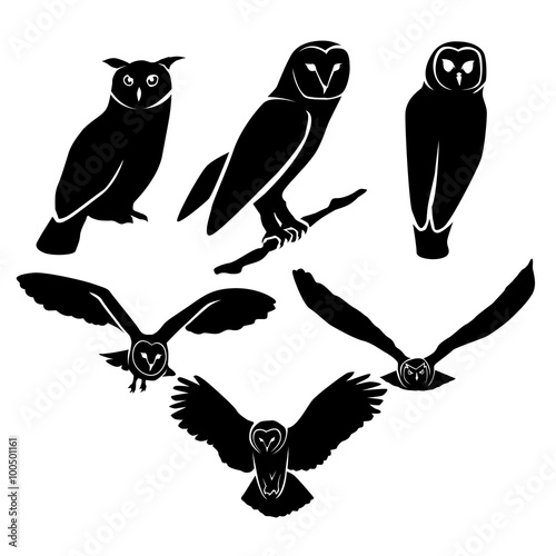 "owl silhouette logo icon vector" Stock image and royaltyfree vector
