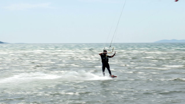 Akyaka, Turkey, Kitesurfer Kite Surfing at sea