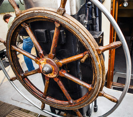 Ancient ship steering wheel.