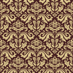 Obraz premium Damask seamless ornament. Traditional golden pattern. Classic oriental background