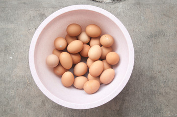 top view of eggs in bowl
