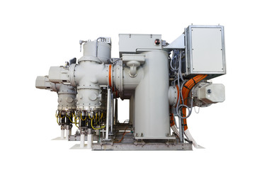 Isolated gas insulated switchgear (GIS) on white