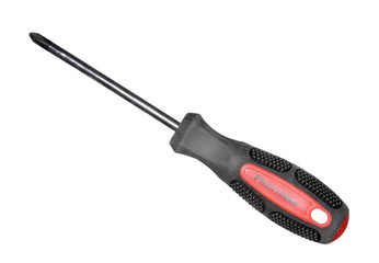 Red-black screwdriver on white