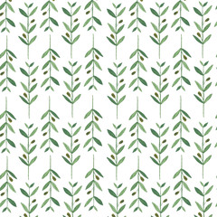 Watercolor pattern with olive branches.