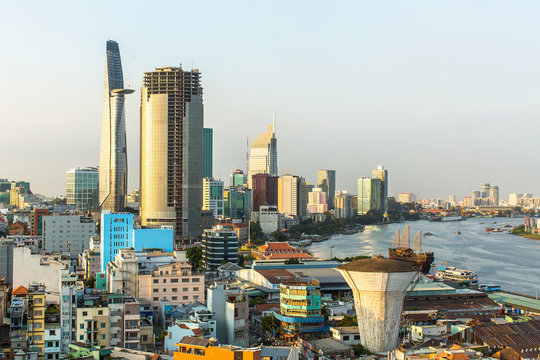 Top view of Ho Chi Minh City (Saigon), Vietnam...