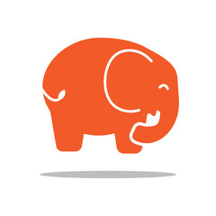 red elephant icon flat style
