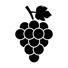 Bunch of grapes with leaf flat icon for food apps and websites - obrazy, fototapety, plakaty