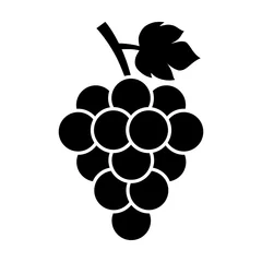 Fotobehang Bunch of grapes with leaf flat icon for food apps and websites © martialred