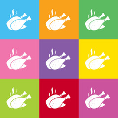 Grill chicken icon for web and mobile